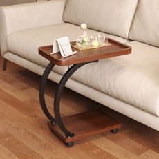 원목 이동식 트롤리 우드 플레이트 소파 식당 호텔 선반 주방 트레이, 2. 스퀘어 월넛/블랙