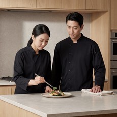 퍼블릭스테이션 올블랙 메쉬 긴팔 조리복