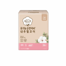 좋은느낌 유기농 순면커버 내추럴코어 맥시슬림 중형 생리대 날개형, 36개입, 150개