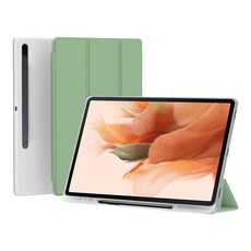 데이웍스 갤럭시탭 S7 FE S8+ S7+ 플러스 북커버 케이스 S펜 수납 스마트 커버, 아보카도 민트, 1개, 갤럭시탭 S7 FE/S8+/S7 공용