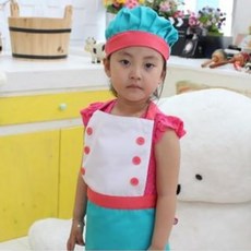 쉐프 어린이요리사 앞치마+요리사모자, 스카이L