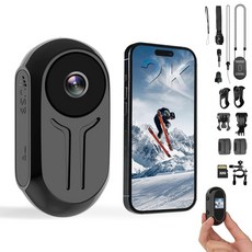 HSJAKKK 2K 바디캠 32GB 카드 멀티 앱이 액션 카메라 웨어러블 포함된 스포츠 스키 액세서리 POV 및 엄지 여행용