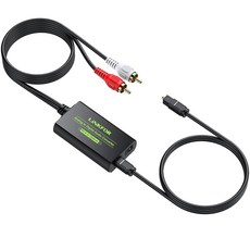 LiNKFOR 아날로그-디지털 오디오 변환기 RCA-디지털 토슬링크 SPDIF 광 변환기턴테이블 CD DVD-사운드바용 광케이블 포함, RCA to SPDIF