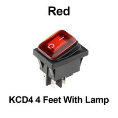 4 핀 6PIN 16A ON/OFF 검정색 LED 보트 빛 버튼 인감 빨간색 조명 스위치 자동차 방수 220V 로커, KCD44 red WP