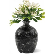 Radicaln 대리석 꽃병 20.3cm(8인치) 화이트 핸드메이드 우아한 꽃병 홈 데코용 신선한 꽃 정원 장식 및 화분 전시용_173627, 블랙_173627