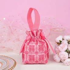 포장 복주머니 50개 선물 고급포장 돌잔치 웨뎅 사탕주머니, 핑크 해피 캔디 백