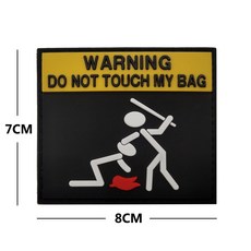 桃園出貨-警告WARNING 3D PVc軟膠魔鬼氈章帶勾麵創意徽章DIY戰術士氣魔鬼氈臂章 士氣魔鬼氈, P00280-1, 1個