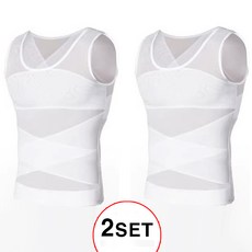 라온피플 남성 가슴 뱃살 보정 런닝 보정나시 2매 (화이트 블랙)