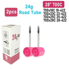 자전거 튜브 RideNow 초경량 내부 프랑스 밸브 패치 키트 700C X18 23 25 28 32 35 37 40 47 MTB 27 TPU, 2pcs 24g, 65mm with patch kit, 2pcs 700c 24g