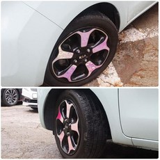 [모터스파이] 기아 호환 레이 휠마스크 홀로그램 기스 오염방지 튜닝 데칼 랩핑 스티커, 15인치 홀로그램핑크, 1개
