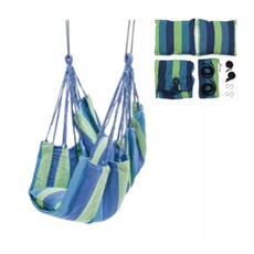 OW 캔버스 해먹의자 행잉 그물 흔들체어 블루 그네 캠핑, 1개