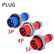 산업용 플러그 및 소켓 3P 4P 5 핀 전기 커넥터 16A 32A IP67 방수 벽 장착 MALE FEMALE 220V 380V, 1개, 4) Plug  32A3P
