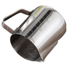 熾咖啡 304不鏽鋼尖嘴拉花杯 - 專業咖啡拉花器具，輕鬆製作精美圖案, 350ml (有刻度) 拉花杯, 1個