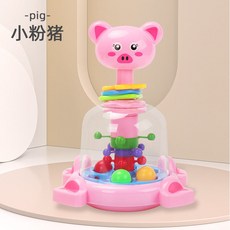 寶寶按壓長頸鹿旋轉跳跳球玩具滾珠嬰兒益智早教3兒童玩具1到2歲, 1個, 按壓樂【小粉豬】:1