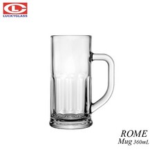 LUCKY ROME 啤酒杯 360mL 有把手 玻璃飲料杯, 1個