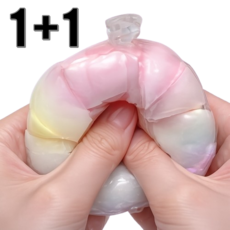 쁘띠팬시 파스텔 왁뿌볼 말랑이 쫀득쫀득 스퀴시 크런치 뿌시기 왁뿌, 2개, 53g, 무지개