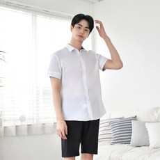 아트박스/교복몰 교복몰 (빅사이즈)남자 화이트 스판 반팔 셔츠 교복