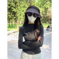 黑色防曬衣 女 夏季新款 薄款瑜伽服 修身顯瘦 戶外運動 外套上衣