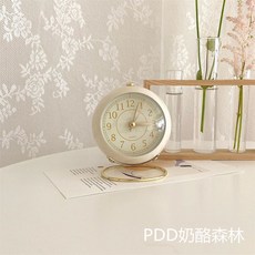 復古北歐風靜音夜燈小鬧鐘, 米白色, 1個