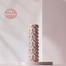 (즉시 할인가) 티지피 크리스탈 3D 돌기 EVA 폼롤러, 스타일1(화이트+핑크), 1개