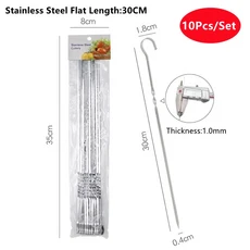 스테인레스 스틸 바베큐 꼬치 재사용 가능한 케밥 다리미 스틱 야외 캠핑 피크닉 도구 10 개 20, 01 10 PCS, 01 10 PCS