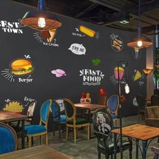 사진 벽 종이 스티커 미식가 패스트 레스토랑 서양 상점 칠판 벽화 벽지 홈 장식, 5. 19243274