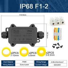 F1 F2 F3 IP68 방수 접속함 전선 및 케이블 커넥터 터미널 박스 배선 액세서리용 32A 250V, 09 F1-2