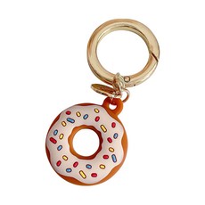 【GS 3C】Airtag 防丟 保護套 保護殼 扣環 矽膠殼 軟殼 甜甜圈造型 全包覆 金屬 釦環 防丟釦環 鑰匙圈 耐衝擊 緩衝, 香草, 1個