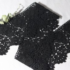로즈캐슬 10색 9cm x 90cm 케미컬 레이스, 블랙 9cm x 320cm