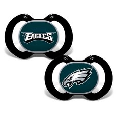 Baby Fanatic 아동용 젖꼭지 2팩 - NCAA 루이빌 카디널스 - 공식 라이선스 장비 - 교정용 실리콘 젖꼭지 - 루이빌 카디널스 의류, One Size, Philadelphia Eagles, 1, 2