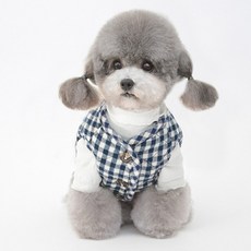 댕숍 의상 [체크무늬 누빔조끼], 네이비, 1개