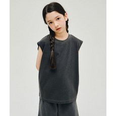 MUSINSA STANDARD KIDS 피그먼트 오버사이즈 크루 넥 슬리브리스 탑 [챠콜 그레이]MKFTE5K20-CG