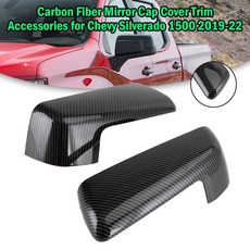 適用於雪佛蘭 Silverado 1500 2019-2022 碳纖維後視鏡蓋飾板配件, 1個