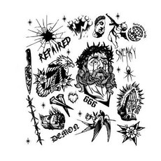 歐美草本紋身貼 刺青貼紙 防水防汗刺青貼 拚接花臂紋身貼半永久刺青 紋身貼紙 果膠紋身 紋身貼 逼真, 1個, CB-1, CB-1