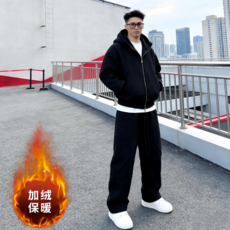 加絨加厚連帽蝙蝠袖休閒運動套裝