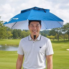 우산모자 낚시 텃밭 핸즈프리 우산모자 2단모자우산 파크골프 머리에 쓰는 우산, 1개, 스카이
