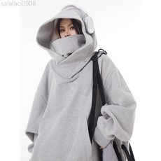 2025美式機能風社恐高領連帽忍者衛衣男小眾設計感寬鬆情侶裝外套