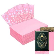 홀로그램 컬러 카드 슬리브 100개 91x66mm 컬러 하트 모양 플래시 카드 슬리브 미니 폴라로이드 포토카드용 수집용 보호(핑크), 홀로그램 컬러 카드 슬리브 100개, 91x66mm 컬, 핑크