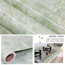 仿大理石紋自粘壁貼 廚房防油貼 浴室防水 櫥櫃臺面貼紙, 1個, 瑪瑙綠-8555,1米*60CM