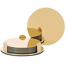 안테리픽 골드 스테인리스 스틸 컵받침 홀더 모던 미러 6종 세트 미끄럼 방지 EVA 베이스가 있는 유니크 라운드 커피 바 및 식탁을 위한 집들이 장식