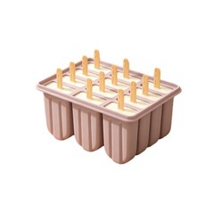 12連矽膠雪糕模具 易脫模冰棒模具 帶蓋冰淇淋模具, 12連雪糕模具粉色 沒有配木棍, 1個
