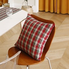 decotonik 格紋印花靠枕套, 紅色