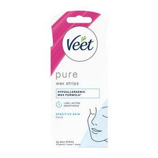 Veet 비트 퓨어 콜드 왁스 페이스 스트립 20개입 Pure Cold Wax Strips Face, 1개, 1g