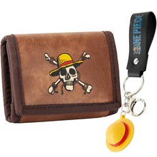 One Piece Wallet and Key Ring Set for Boys Teens Men Tri-Fold ID Wallet Keychain with Collecto