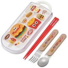 스케이터(Skater) 도시락용 젓가락 어린이용 트리오 세트 젓가락 스푼 포크 16.5cm 버거 콘크스 안녕 남자 아이 여자 아이 TACC2-A