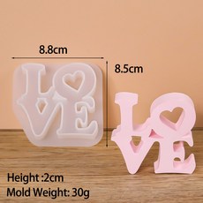 석고상 홈데코 석고 3D 러브 영어 슬로건 실리콘 몰드 DIY 문자 시멘트 송진 공예 금형 발렌타인 데이 수제 양초 만들기 왁스