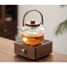 다도 하이라이트 세라믹 인덕션 워머 중탕 우드 보온, 801-900ml, 1000W 터치 플랫 문 케이지