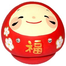 日本正版 福不倒翁 有鑲小鑽 素燒陶器 寶寶玩具 兒童玩具, 詳見商品包裝, 1個