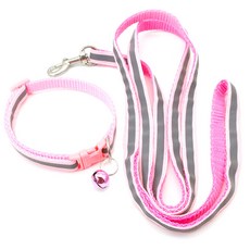 퍼플펫 반려동물 초경량 목줄 + 리드줄 세트, 분홍색(반사), 1개