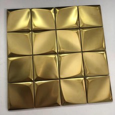필앤스틱 벽지 스티커 메탈 모자이크 타일 거울 표면 블랙 실버 장식, 24. 75Mm concave gold